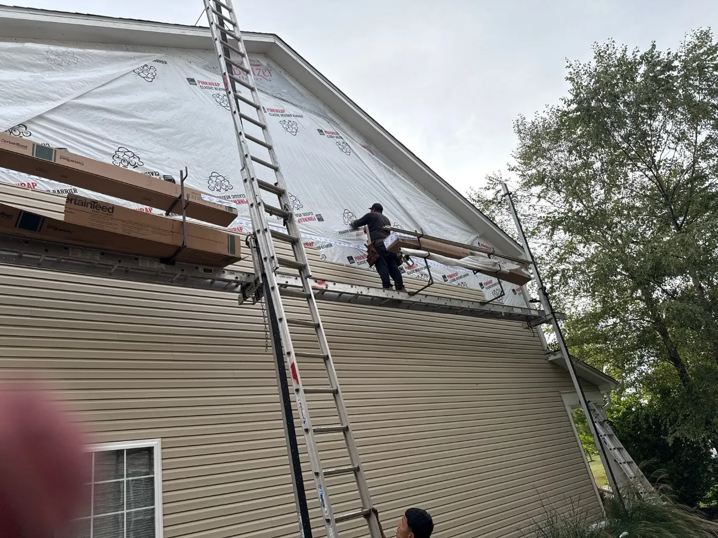 Fiber cement siding installed on a Geist Overlook home